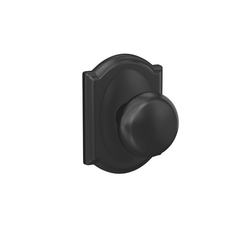 Plymouth Hall-Closet and Bed-Bath Knob with Camelot Trim, Matte Black