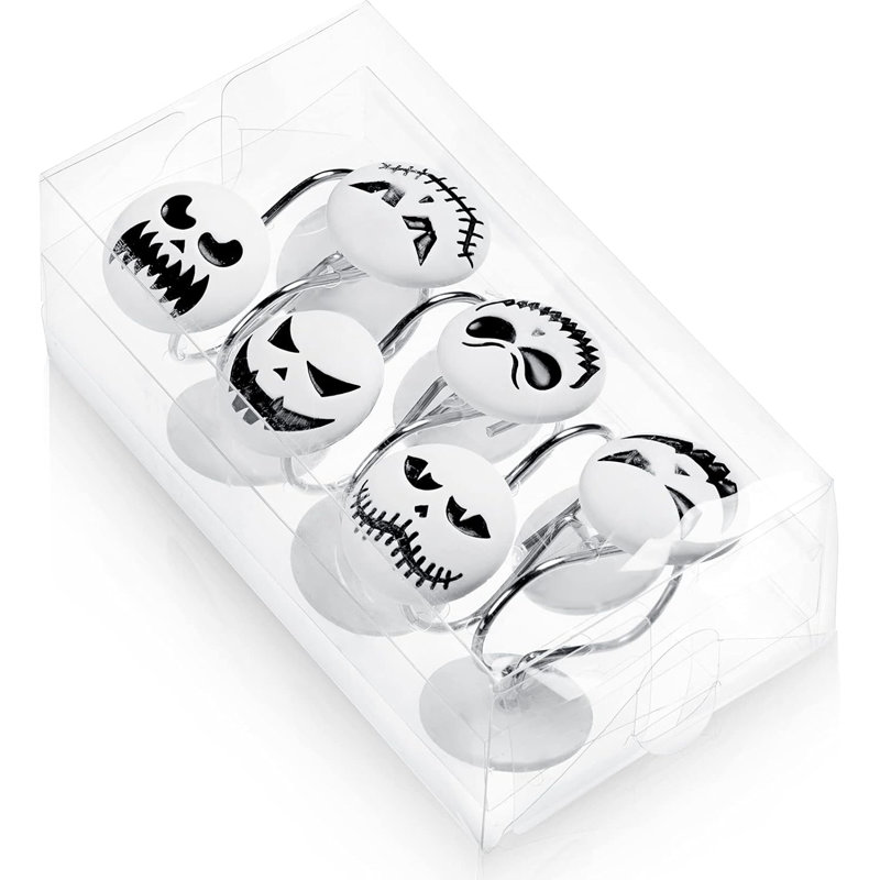 12-piece Skull Shower Curtain Hooks