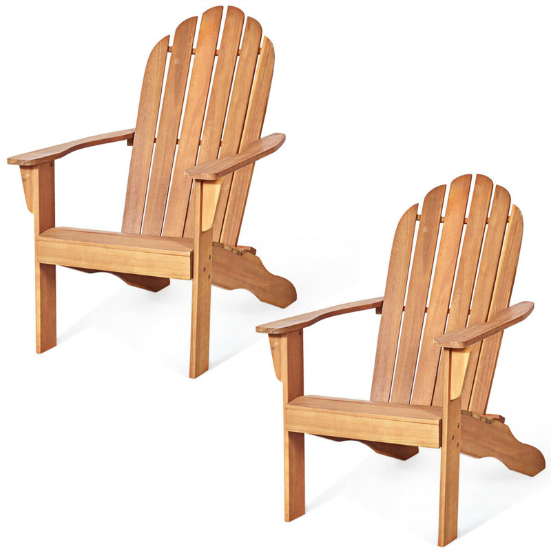 Edaline Acacia Outdoor Adirondack Chair, Natural 