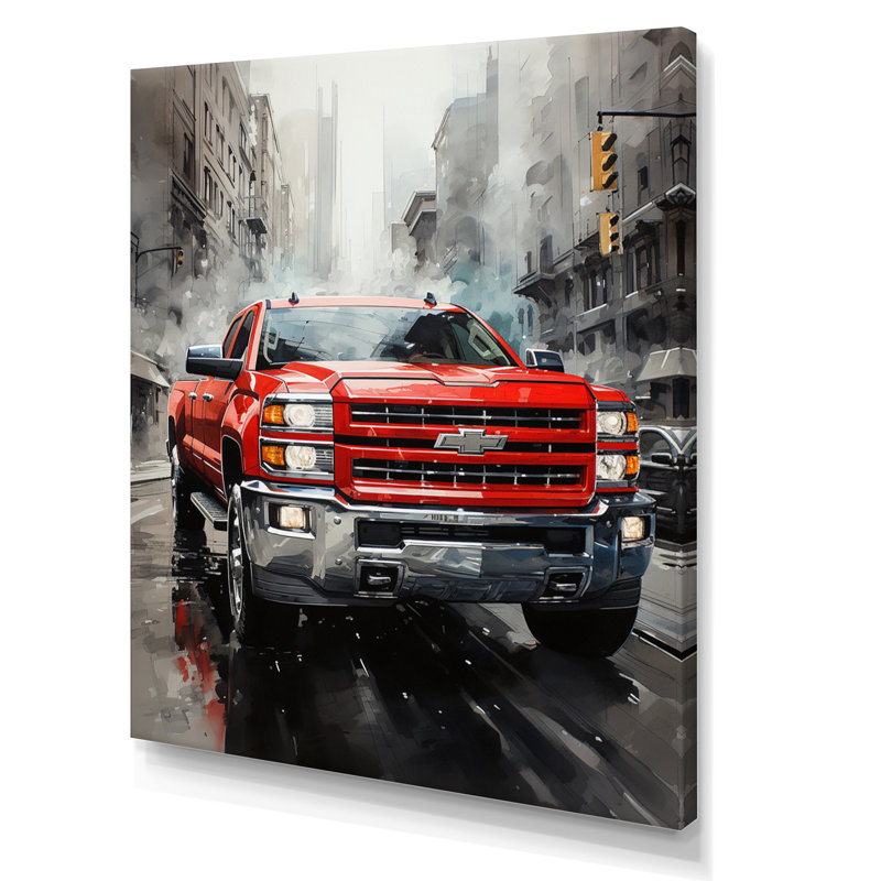 Camionnette Veenendaal - paysage urbain Hauler I - impression, H 32 po x l 16 po x P 1 po, Toile tendue