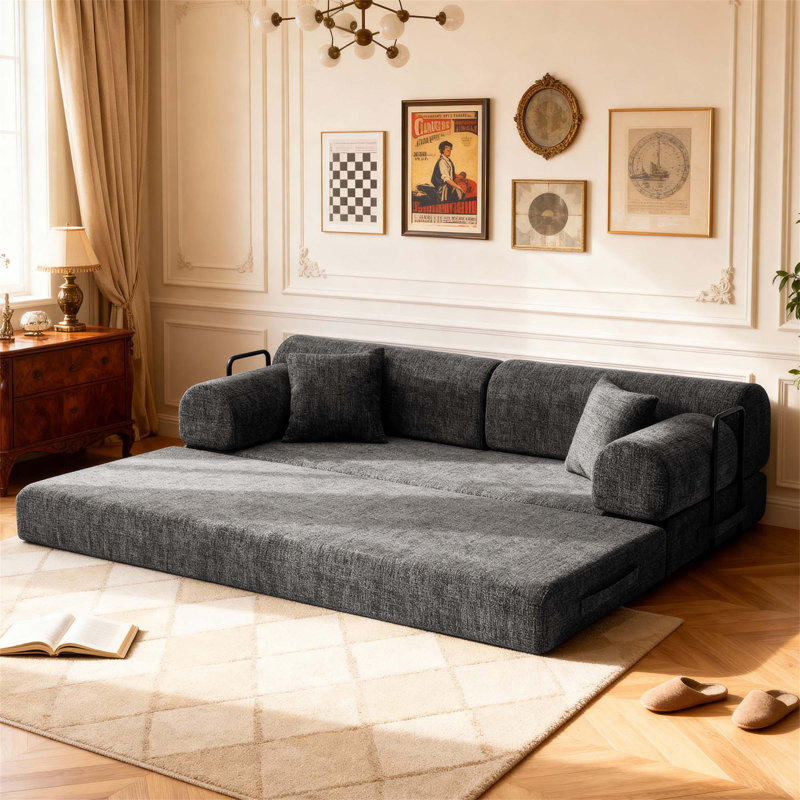 Canapé-lit Boneless Convertible Corduroy, Gris foncé