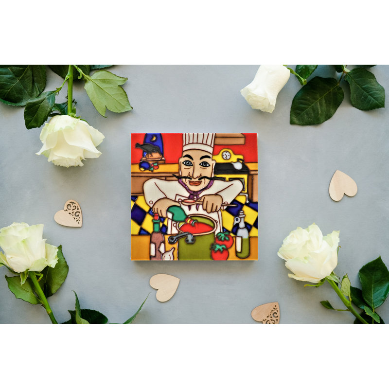 Sous-verre 6 x 6 "Chef tenant une bouteille de vin