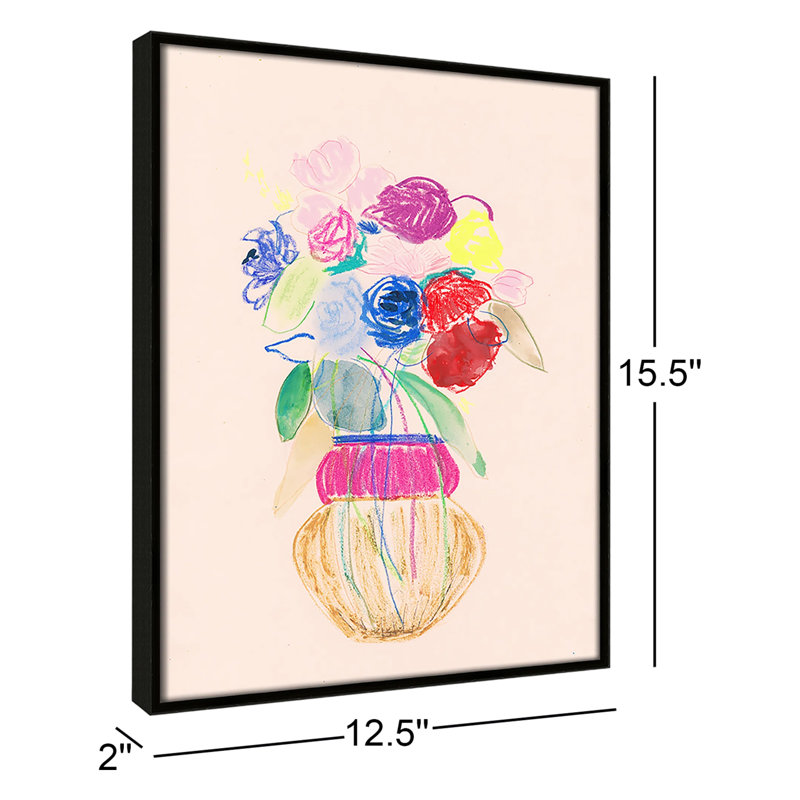 «Simple Floral II» par Bea Dina, Toile encadrée flottante espresso, Pas de tapis, H 15,5 po x l 12,5 po x P 2 po