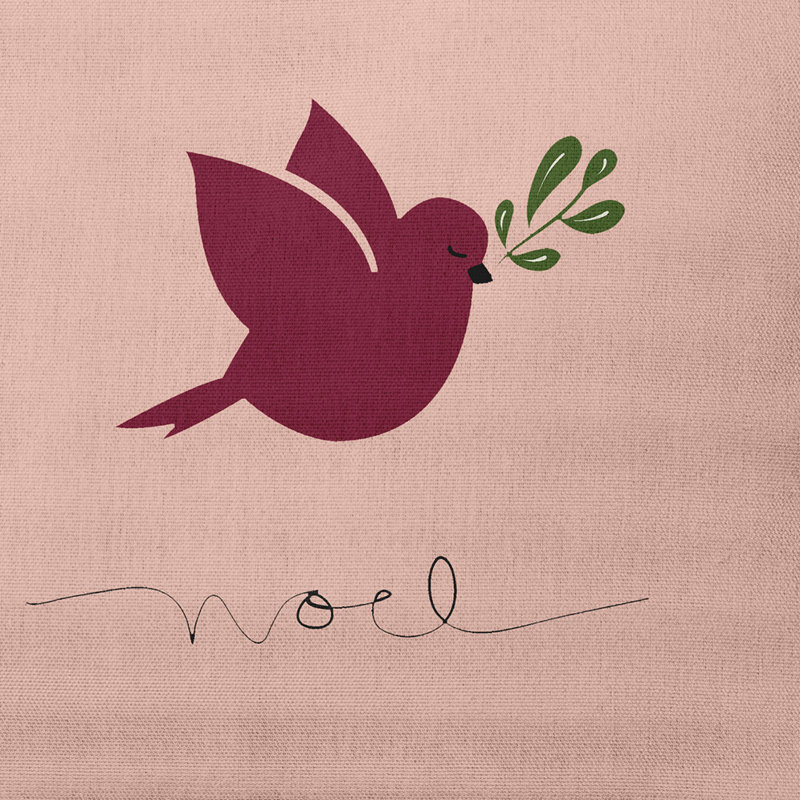 Noel Bird_Sq, 20 po x 20 po, Rose, Non