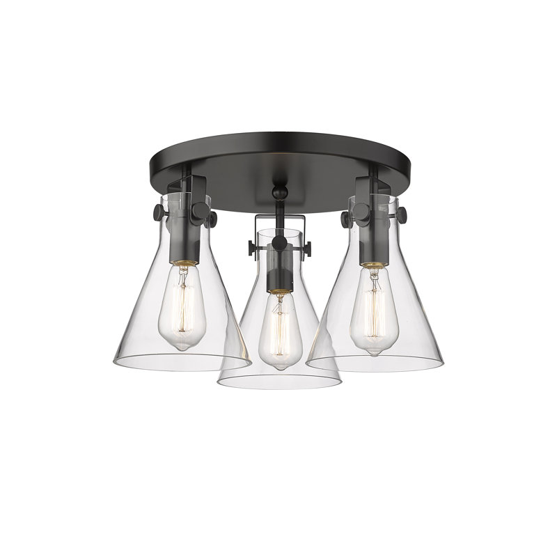 Plafonnier encastré 3 lumières Skokie, Transparent, Noir mat