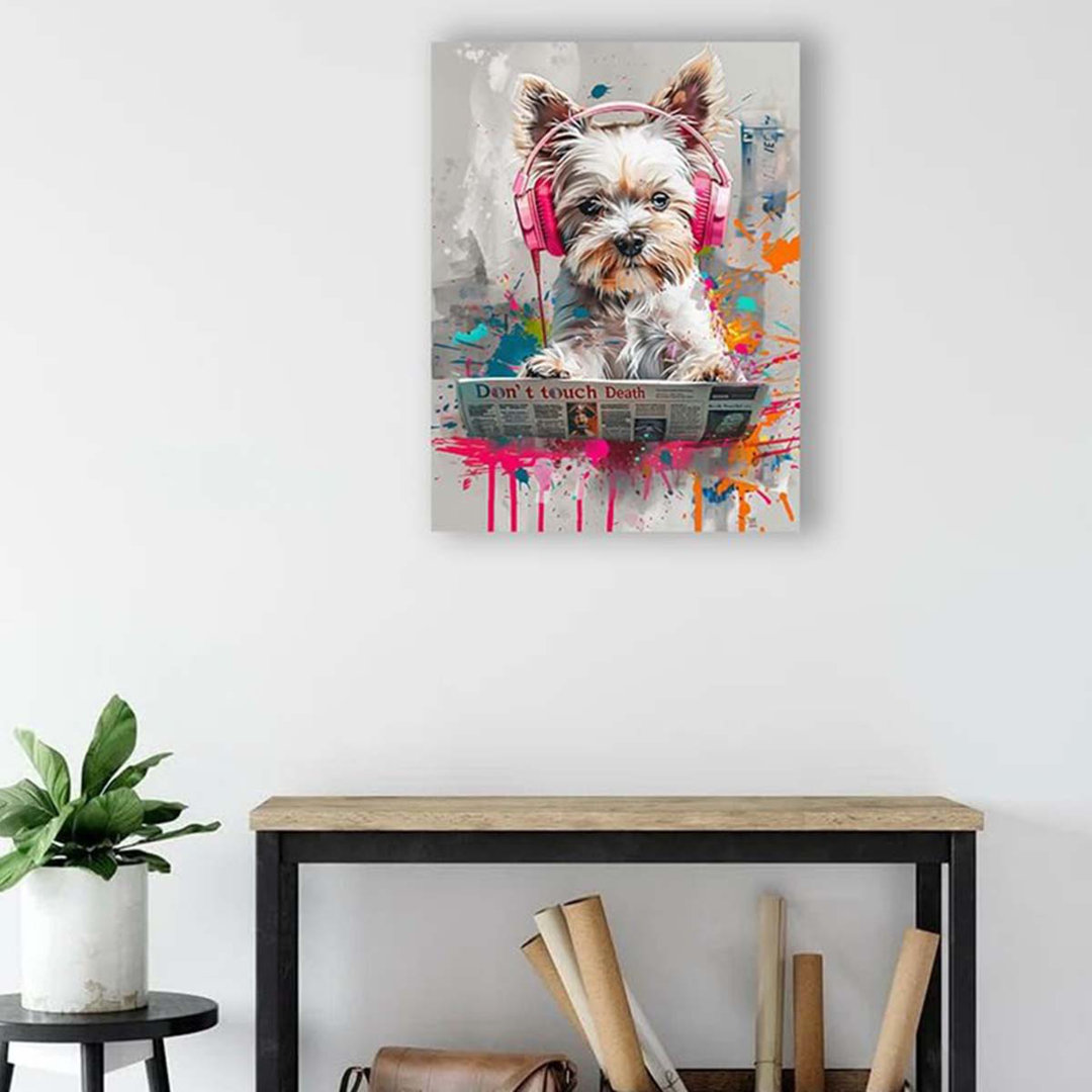 60*40,Cool Colorful Graffiti Dog Wall Art For Bathroom, Funny Animal Canvas Print Painting For Bedroom.