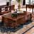 Brown Solid Wood Rectangular Coffee Table-2105170043