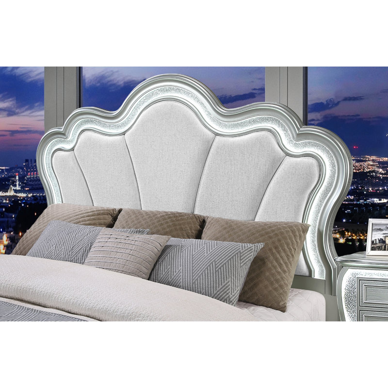 AURELIA SILVER QUEEN BED WITH LED