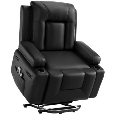 Fauteuil inclinable électrique Power Lift - chauffant et massant, fauteuil inclinable électrique en polyuréthane pour personnes âgées et à mobilité réduite, dossier et pieds réglables, fauteuil élévateur robuste pour personnes âgées