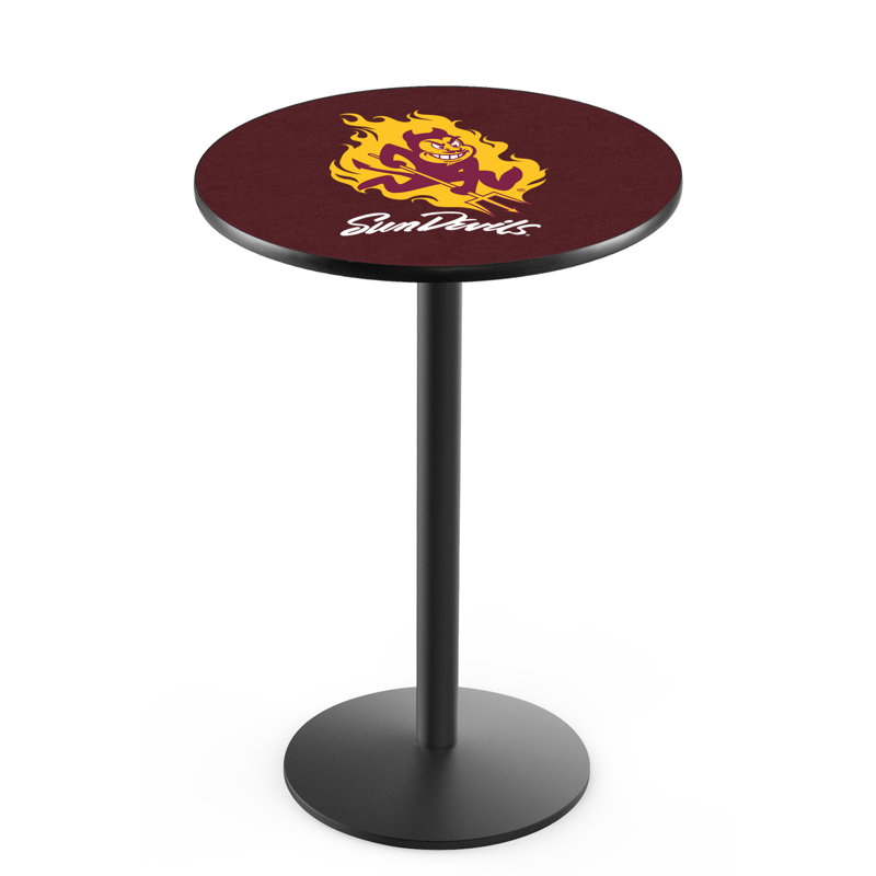 Round Metal Base Dining Table, Black Wrinkle, Arizona State University