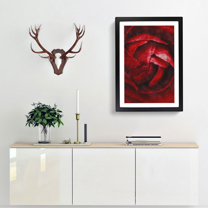 Petals of Red Flower - Picture Frame Graphic Art Print, Black Framed, 63cm H x 45cm W x 2cm D