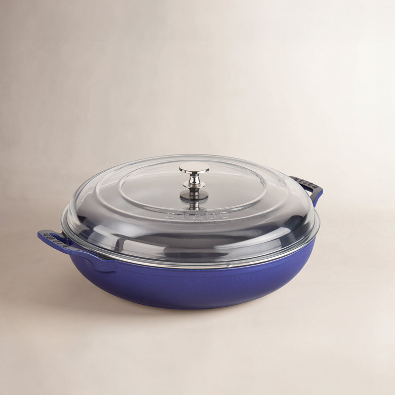 Cast Iron 3.59-qt Braiser with Glass Lid, Dark Blue