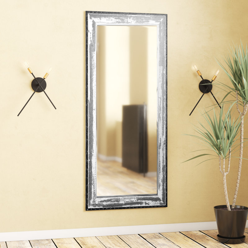 Ulrey Solid Wood Flat Mirror, 65.5" H x 32" W, Black/White