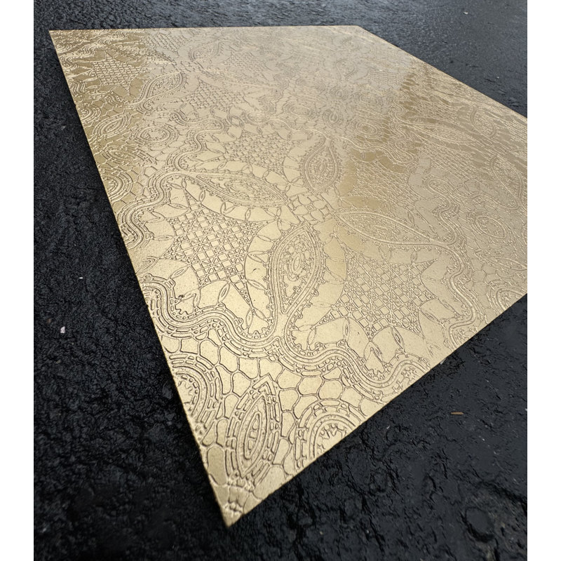 Pattern Etched Gold Marble Tile