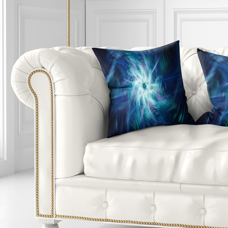 Feux d'artifice rotatifs et lumineux - coussin à imprimé floral, Bleu, 16 po x 1 po, Coussin décoratif
