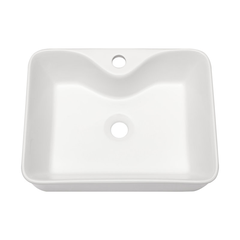 Lavabo de salle de bain rectangulaire en céramique blanc avec trou pour robinet L 19 po x l 15 po