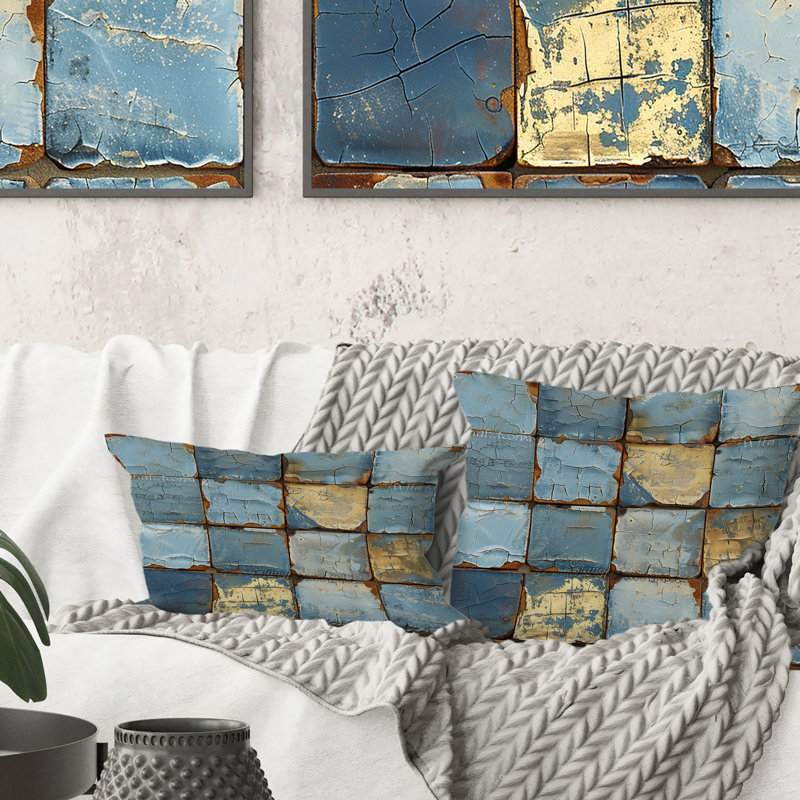 Coussin Blue and Gold, Carrée, H 18 po x l 18 po