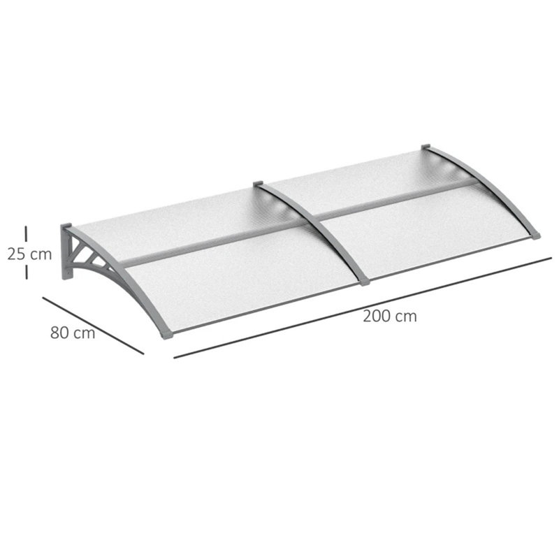 Outsunny Front Door Canopy Outdoor Awning Rain Shelter 196 x 75cm, Grey