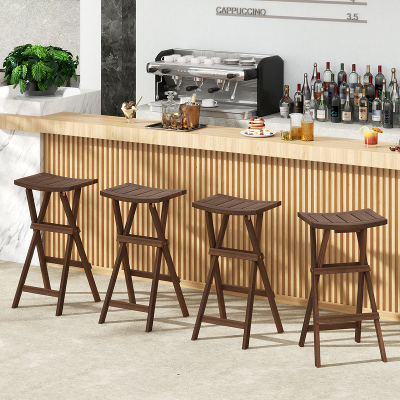  Ensemble de 4 tabourets de bar pliables à hauteur de bar de 30 po avec siège de selle et repose-pieds