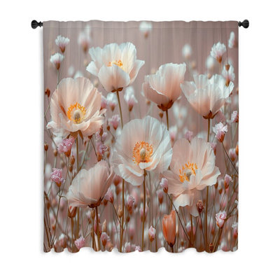 Pastel Flowers Nature Sheer Curtain Single Panel