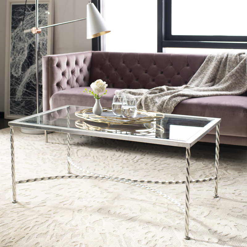 Keely Glass Top Coffee Table, Silver