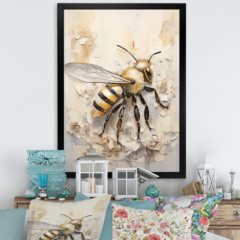 Minimalisme «Buzzing Bee I» sur toile, Cadre photo noir, H 40 po x l 30 po x P 1,5 po