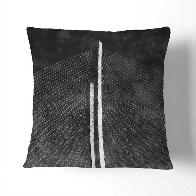 Zolotoy Most Bridge In Russia Square Throw Cushion, Black, 40cm H x 40cm W x 15cm D