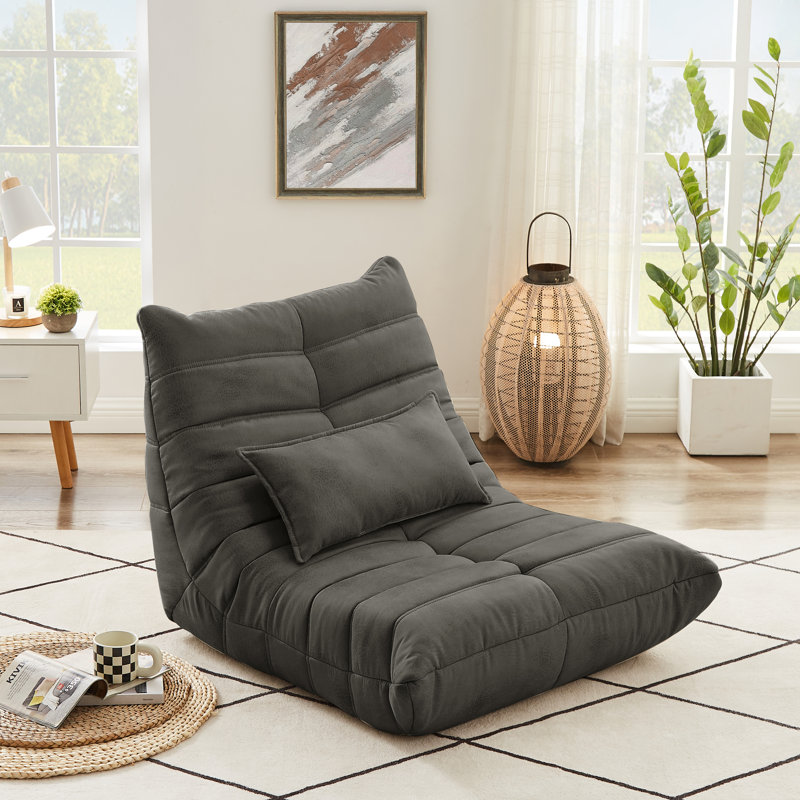 Fauteuil à billes pivotant en suède doux Swingle, Gris