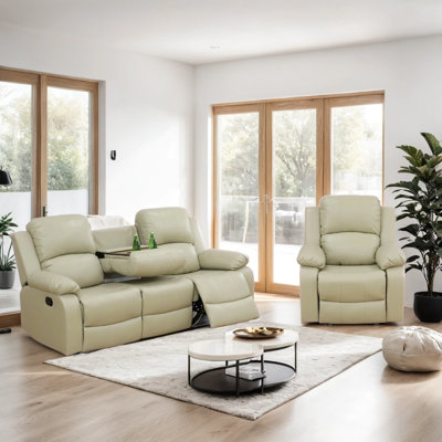 Abdullah 2 - Piece Vegan Leather Manual Reclining Living Room Sofa Set with Drop-down Table by Latitude Run