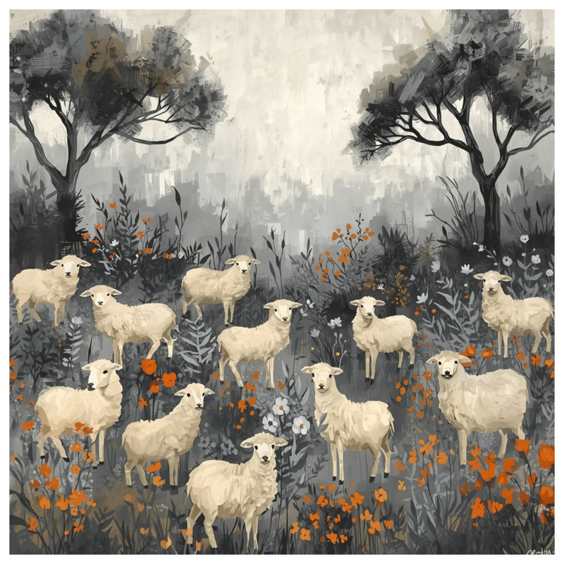 Tapis de bain Sheep In Wildflowers, L 24 po x L 17 po