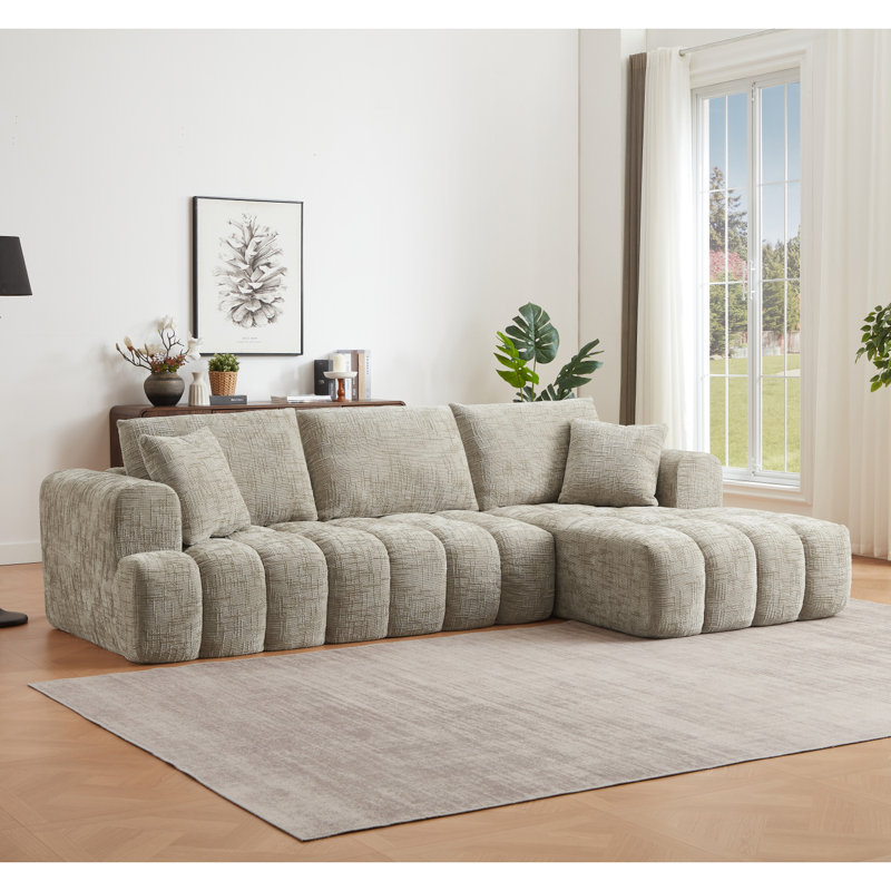 Chenille L-Shape Luxury Sectional Oversized Sofa,Mnimalist Design,Comfy Sleeper Couch For Living Room,Apartment&Reception Spaces,No Assembly Required