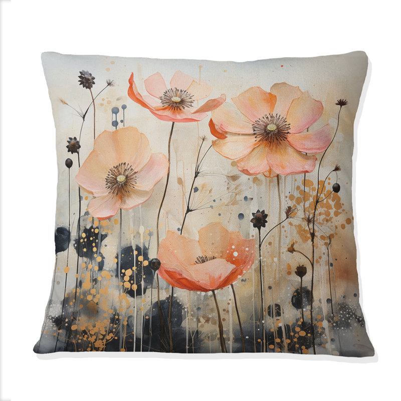 Coussin Peach Blossoming Abstractions I - Abstract Botanicals