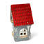 Porte-bougie en argile gris avec toit rouge
