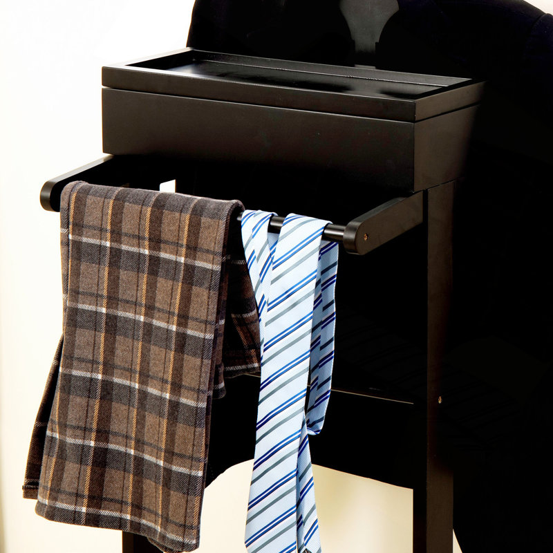 Portable Garment Rack,Clothes Valet Stand With Storage Organizer