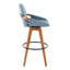 Tabouret de bar pivotant de style Mid-Century avec structure en bambou et revêtement en tissu-129028275