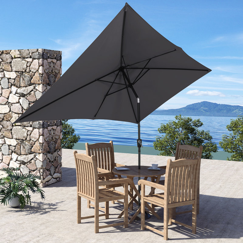 3M Large Square Paraso with UV, Garden Sun Shade Canopy Patio Outdoor Umbrella, Dark Grey