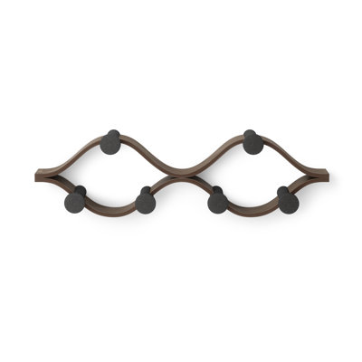 Montage Coat Rack, Wall Mounted 6 Hooks, Black/Walnut