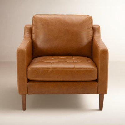 Daylen Pine Genuine Leather Armchair