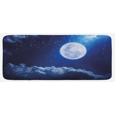 Full Moon Mysterious Falling Stars Heavens Clouds Elements Of Universe Indigo Blue White Kitchen Mat -  East Urban Home, 138622D309D74CDA952ACCCF5A007923
