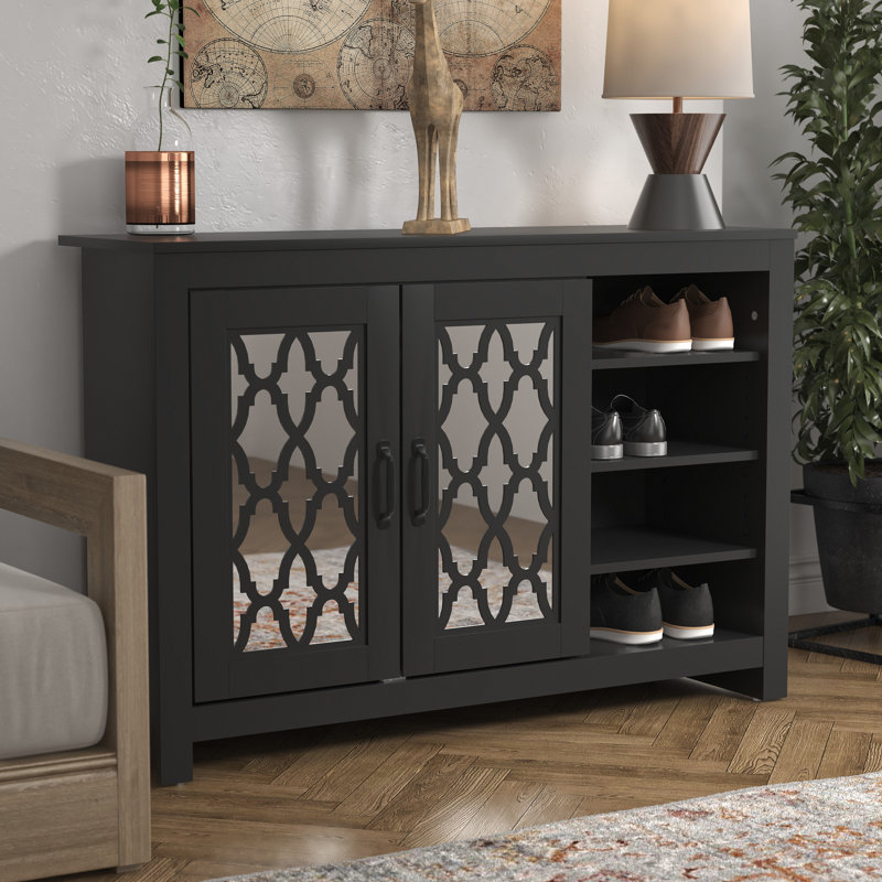 Chessani 16 Pair Shoe Storage Cabinet, Black