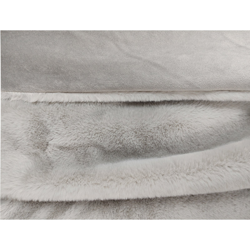 Marilynn Faux Fur Throw Blanket, Grey