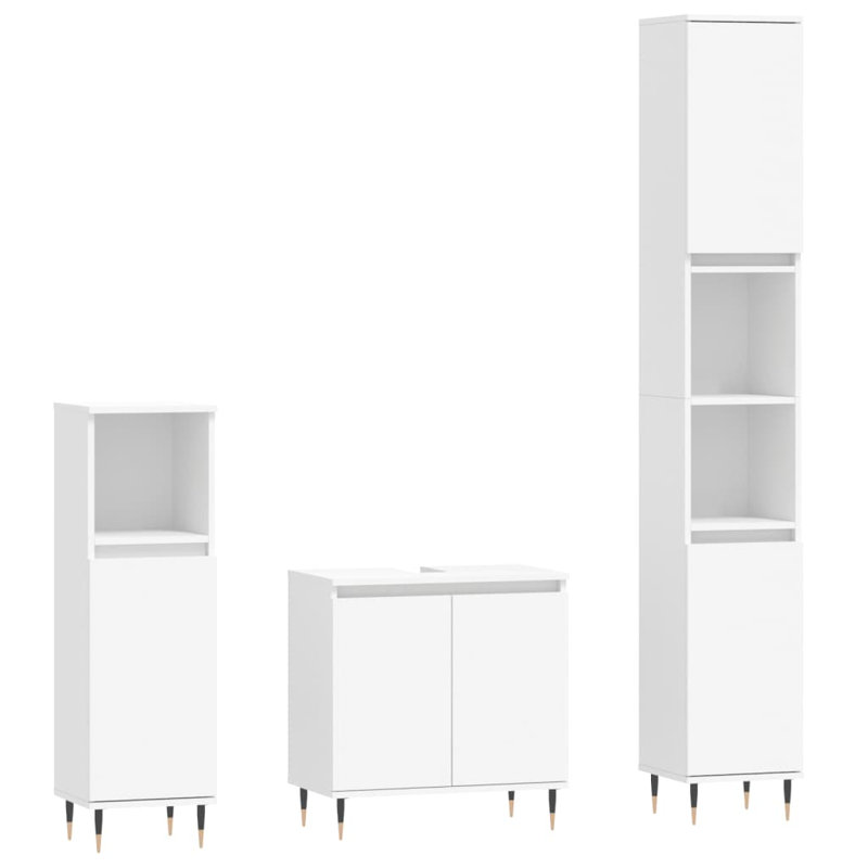 Scheiner Freestanding Bathroom Storage Furniture Set, White