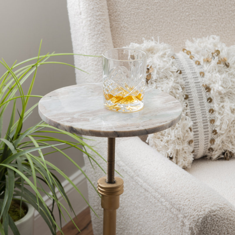 Mabrey Marble Top End Table, Beige, Golden