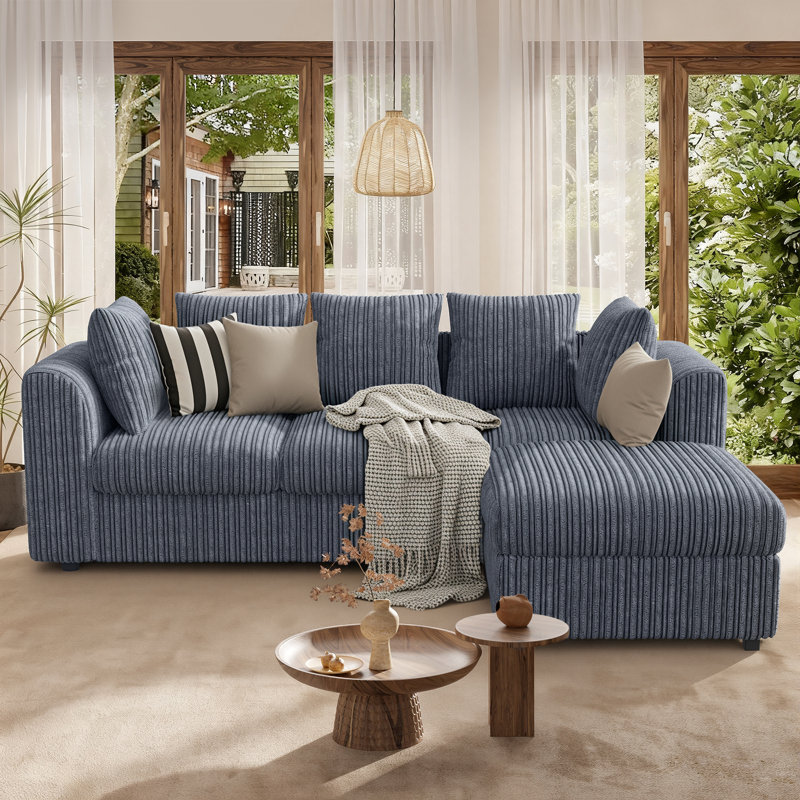 3 Seater Sofa & Chaise, Grey