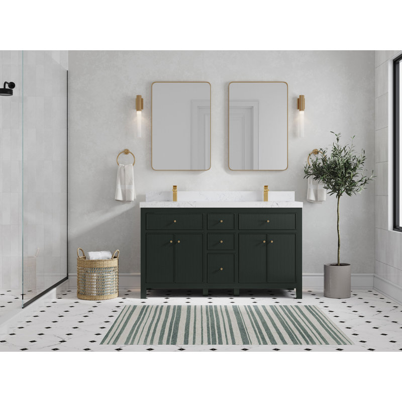 Ensemble de meuble-lavabo double 60 po Sonoma, Quartz Empira