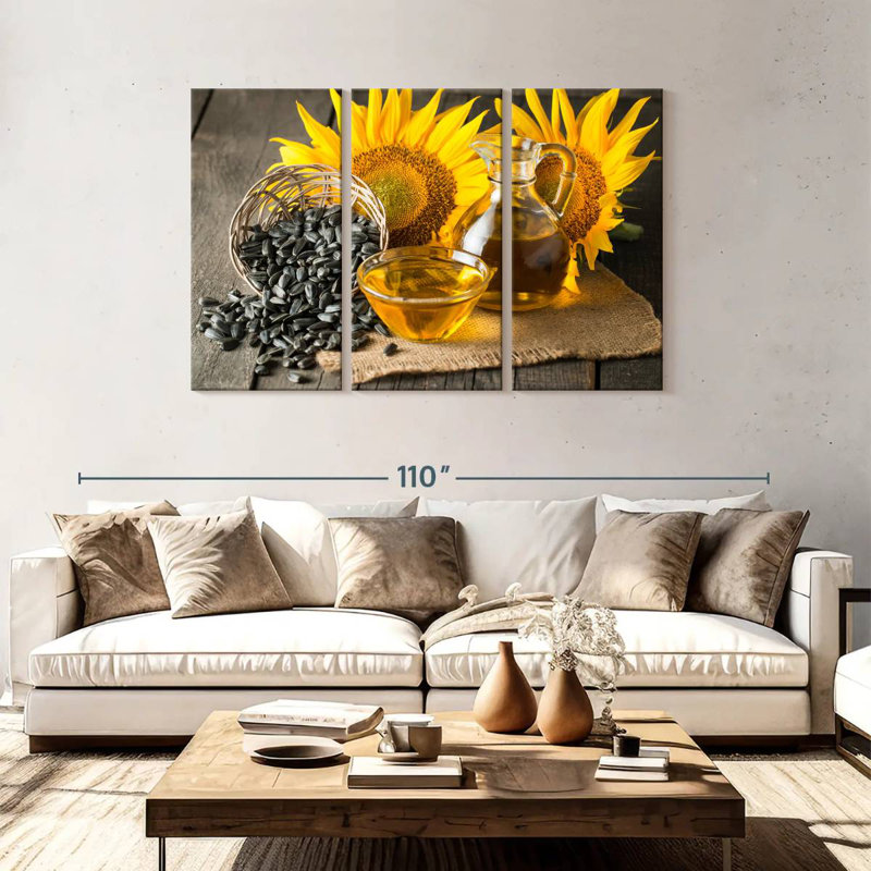 Yarlin Sunflower Oil And Seeds, 48" H x 74" W