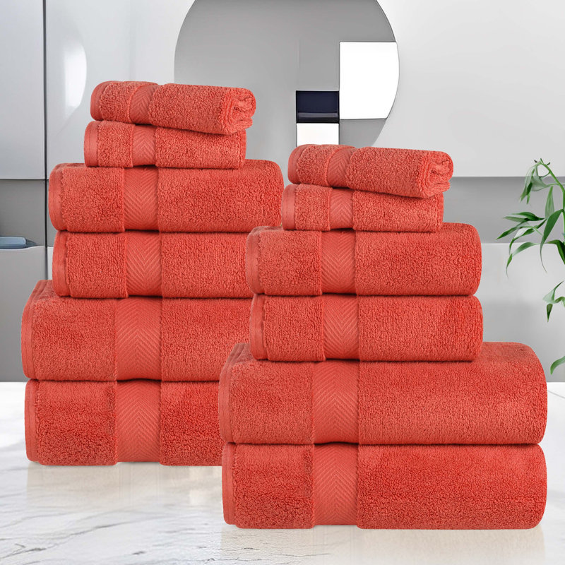 Ensemble de serviettes 12 pièces Fatih Zero Twist, Brique