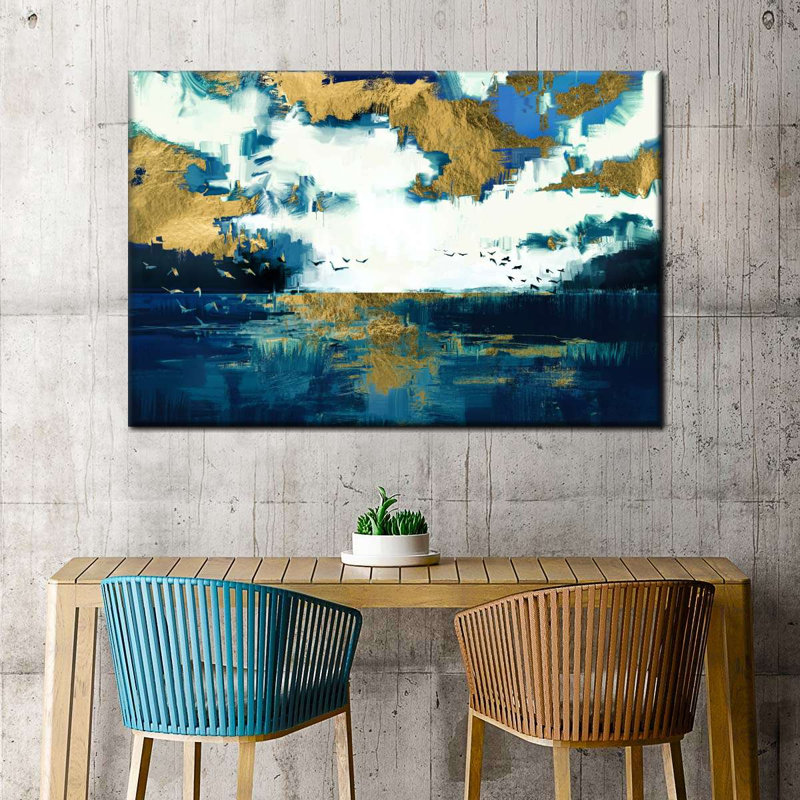 Oiseaux et mer - reproduction sur toile tendue, H 8 po x l 12 po x P 1 po