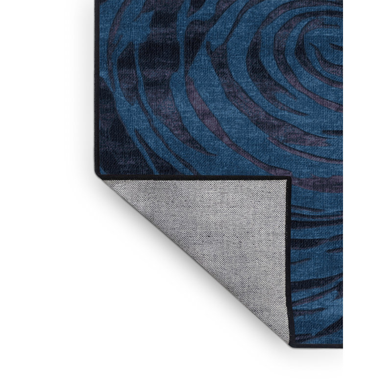 Tapis abstrait gris lavable à la machine, Rond 7 pi