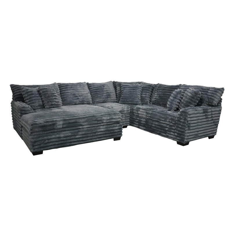 Gus Sectional with Cuddler, Dark Gray Polyester Blend